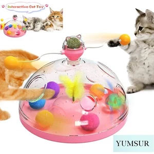 YumSur Cat Toys Interactive set Intelligent Fun Spinning Stick+Catnip Ball -Pink - Picture 1 of 15