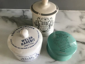 Fortnum & Mason Jars x 3 - Stilton / Welsh Rarebit / Anchovy Relish - Empty - Picture 1 of 10