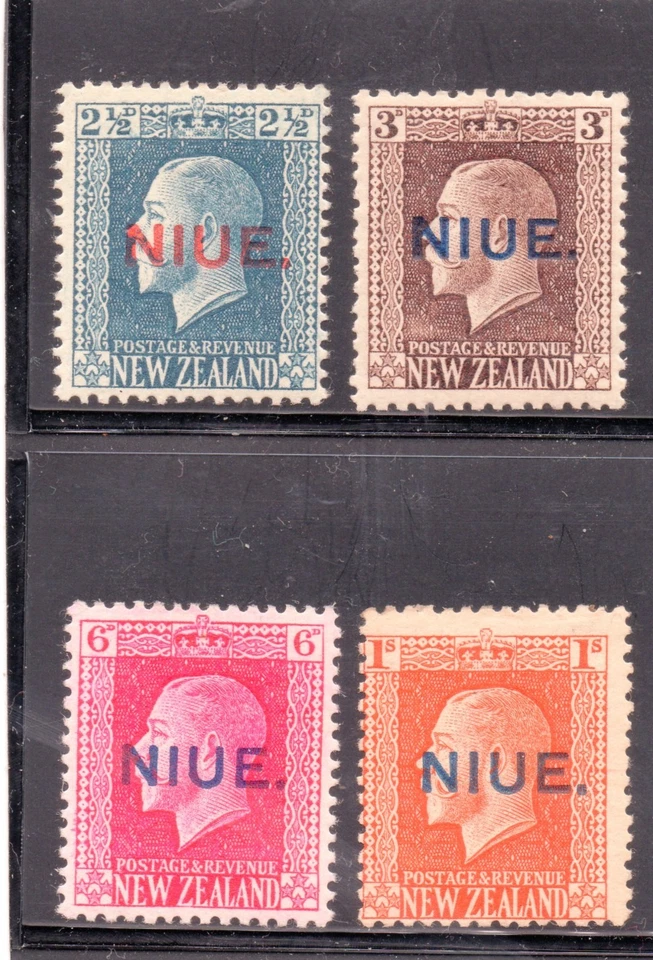 Niue 1917-21 2.5d 1s 14 x 14.5 SG 28a-31a fino lmm Foto 1 de 1