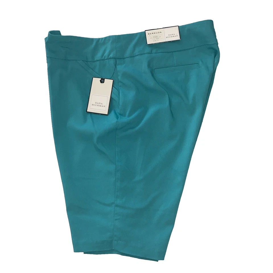 Bermudas elásticas Dana Buchman XL para mujer 11" Elite Aqua tiro medio chino nuevas con etiquetas Foto 1 de 4
