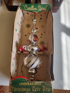 Bradford Carillon Spire Plastic Angel Hair Christmas Tree Top Topper 1960's VTG - Picture 1 of 21