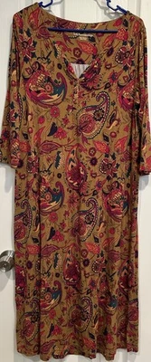 Vestido elástico suave envolvente cachemir para mujer PM Petite M bolsillos boho bambú Foto 1 de 4