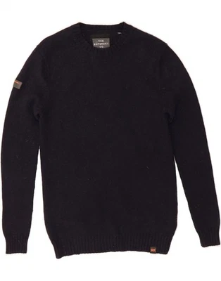 SUPERDRY Womens Crew Neck Jumper Sweater UK 12 Medium Navy Blue Lambswool AG06 - Image 1 of 3