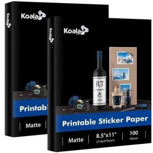 200 etiquetas adhesivas imprimibles blanco mate de inyección de tinta/láser, hoja completa 8,5 - Imagen 1 de 10