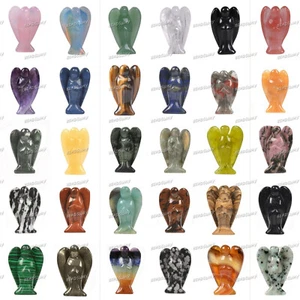 Carved Gemstone 50mm Peace Angel Pocket Guardian Crystal Healing Reiki Statue 2" - Picture 1 of 96