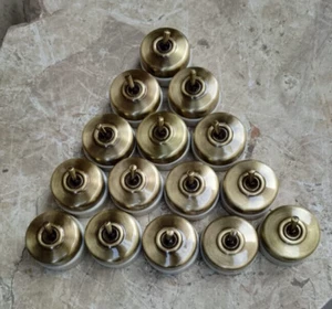 ANTIQUE FINISH BRASS CERAMIC ELECTRIC TOGGLE SWITCH BUTTON 1 WAY HOME DECOR SET - Picture 1 of 7