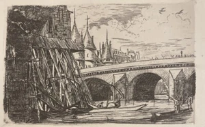 1876 Antico incisione Palazzo di Giustizia, Parigi Meryon Ottime condizioni - Foto 1 di 2