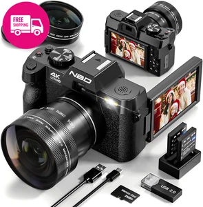 NBD 4K Digital Camera – 48MP Autofocus, 16X Zoom, 180° Flip, Wide & Macro Lens - Picture 1 of 12