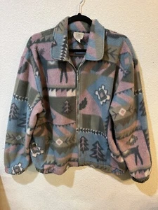 Teddi Fleece Jacket Size XL Full Zip Southwestern Holiday Winter Tribal Pockets - Picture 1 of 11