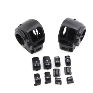 Cubierta de carcasa de interruptor negra + 10 piezas tapa de botones para Harley Electra Road Glide 96-13 - Imagen 1 de 10