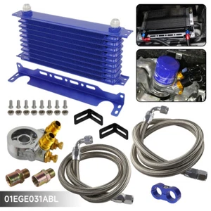 Enfriador de aceite de transmisión de motor AN10 de 10 filas con kit adaptador de filtro de aceite termostato - Imagen 1 de 12