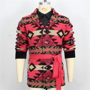 Tribal Aztec Native American Southwest Chimayo Design Cossack Cardigan Sweater - Picture 1 of 9
