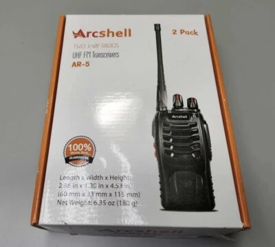 Arcshell AR-5 Black Li-ion Battery UHF Transceivers Two Way Radios 2 Pack - Image 1 of 4