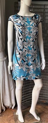 Roberto Cavalli Impresionante Vestido Azul Floral 100% Seda UK 10 US 6 EU 40 Foto 1 de 4