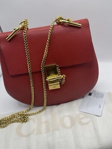Chloe Red Drew Crossbody Bag Leather Small - Picture 1 of 7