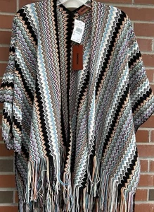 Poncho Missoni para mujer tejido O/S borde con flecos Italia nuevo con etiquetas $210 - Imagen 1 de 9