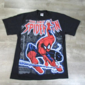 Marvel Shirt Spider-Man Herren Large Schwarz Reprint AOP All Over Einzelnaht Selten - Bild 1 von 9