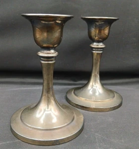 Vintage Oneida Heavy Weight Silver Plate Candle Stick Holder Lot of 2 - Picture 1 of 9