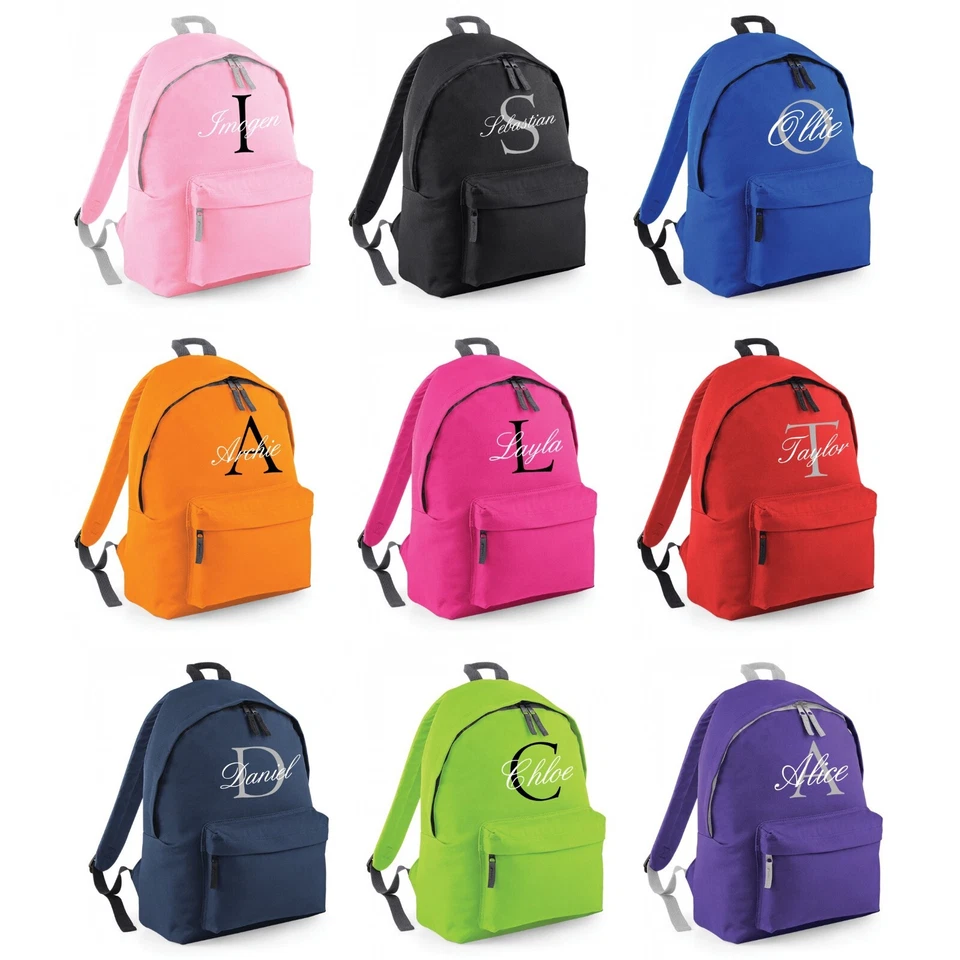 BAGBASE Personalisierter Rucksack Kinder Initialen Schrift beliebiger Name Kleinkind Schule Kindergarten Tasche