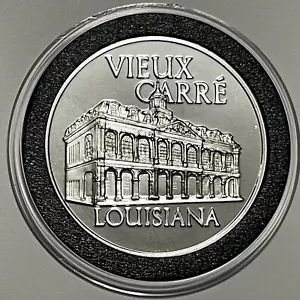 Moneta rara vintage Vieux Carré Louisiana 1971 argento sterling .925 prova tonda - Foto 1 di 14