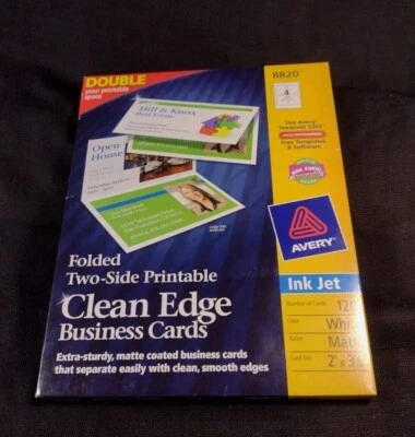 Business Cards | Avery | Folded Double 2-Sided | 8820 | 120 cnt. | 2''x3.5 | NOS - Image 1 of 2