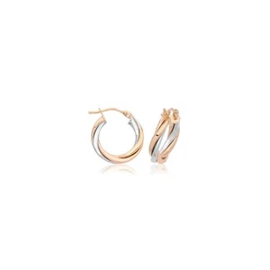9ct 2 Tone Gold Hinged Twist Hoop Earrings 375 Hallmarked 10mm - 30mm Diameter - Picture 1 of 5