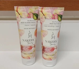 Nakery Beauty Set Duschgel + hauttonende Körperbutter Social Butterfly 3,38 Unzen pro Stück - Bild 1 von 2