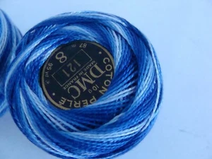 NEW DMC Pearl / Perle Cotton Thread Ball Sz 8 Blue and White 121 Made in France - Picture 1 of 3