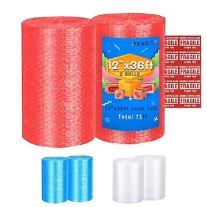 Materiales de embalaje para rollos de amortiguación de yenes, burbuja de aire de 3/16", 72 pies, 12 pulgadas - rosa - Imagen 1 de 1