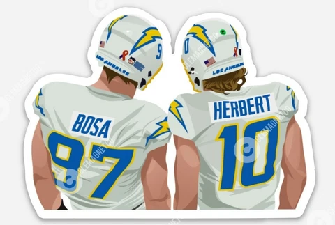 LA Chargers Justin Herbert & JOEY BOSA MAGNET  - Vinyl Los Angeles Cover