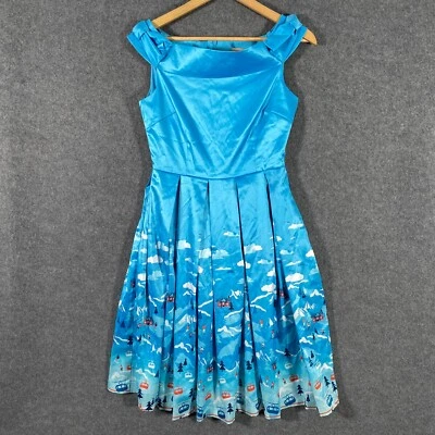 Lindy Bop Dress Womens 8 Blue Evening Satin Rockabilly Skater Ski Slopes NEW - image 1 of 4