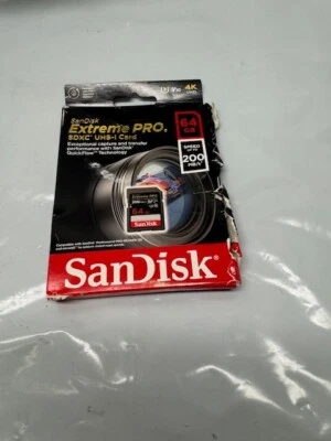 Tarjeta SanDisk Extreme PRO 64 GB SD SDXC 200 MB/s Clase 10 UHS-1 U3 4K de memoria Foto 1 de 4
