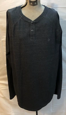 Volcom Long Sleeve Grey Pullover Henley Heathered Men's Large Shirt t-shirt - Image 1 of 4
