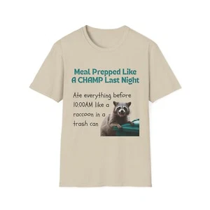 Funny Raccoon Meal Prep T-Shirt, Unisex Humor Tee, Gift for Foodies, Casual - Picture 1 of 168