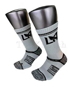STRIDELINE Men's LAFC Los Angeles Football Club Crew Socks, Grey/Black, Med/Lrg