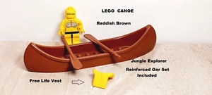 LEGO CANOE Brown Red FREE Reinforced Oars & Life Vest Jungle River Explorer Set - Picture 1 of 1