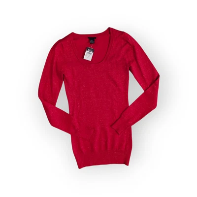 Rue 21 красный свитер женщин Рождество праздник длинный красный блестящий отлива маленький новый с Ярлыками - Изображение 1 из 4