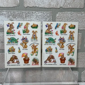 2 Vintage Hallmark Sticker Sheets Spring Easter Bunny Bunnies 1995 - Picture 1 of 6