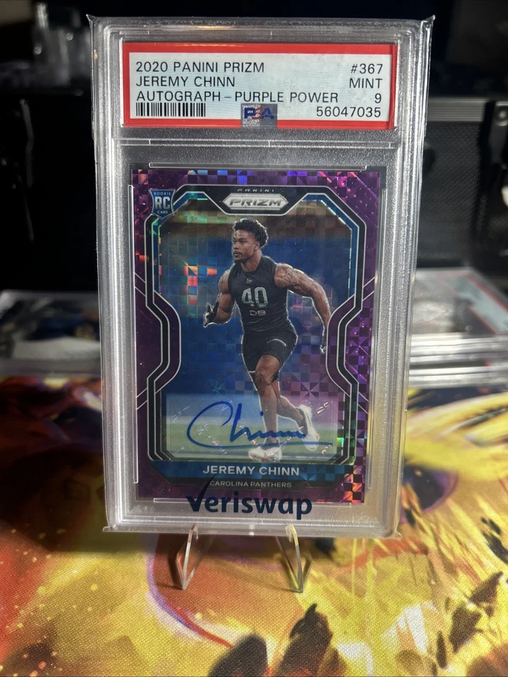 2020 Panini Prizm Rookie Jeremy Chinn #367 Purple Power Auto /49 PSA 9 - Image 1 of 3
