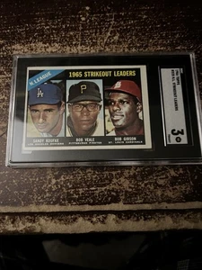 1966 Topps - League Leaders Bob Gibson, Sandy Koufax, Bob Veale #225 SGC 3 - Picture 1 of 1