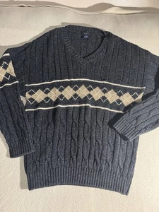 Vintage Trade Bay Sweatshirt Sweater Size LT Large Tall Diamond V Neck 90s Y2K - Picture 1 of 11