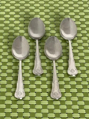 WMF Cromargan BAROCK Silverplate 4 Demitasse Spoons Glossy Germany MONO - 4 1/4" - Image 1 of 4
