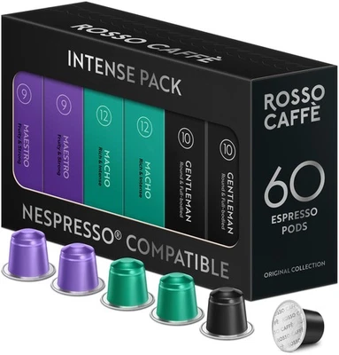 60 cápsulas de café espresso para máquinas originales Nespresso - Paquete de ricos y bo... Foto 1 de 4