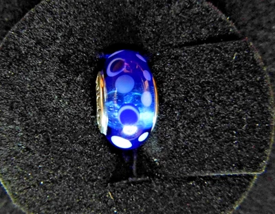 Pandora 925 Sterling Silver Blue Bubbles Murano Glass Retired Bead Charm - Image 1 of 4