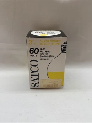 Satco S3862 120-Volt 60-Watt G25 Medium Base Light Bulb, Silver Crown - Image 1 of 3