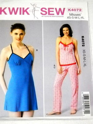 Kwik Sew 4072 Camisole Chemise Pants Misses size XS-XL Sewing Pattern - Image 1 of 2