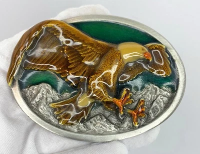 De colección 1984 Bergamota Brass Works Águila Esmaltada W-146 Hecho en EE. UU. Hebilla de Cinturón  Foto 1 de 4