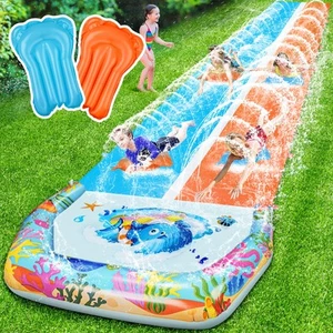 40FT Slip Double Water Slides with 2 Bodyboards, Extra Long Lawn Water Slides... - Picture 1 of 7