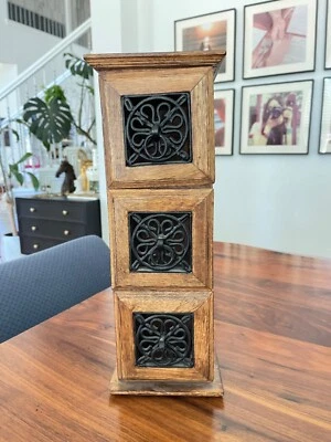 Vintage  Chest Tower with 3 Metal Drawers for Table Top Décor Item 1 Pcs - Image 1 of 4