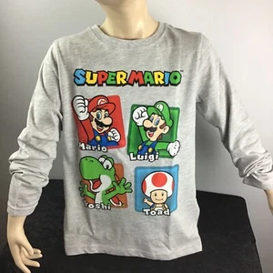 Nintendo,Super Mario,Kinder,Junge,T-Shirt,104,110,116,128,140,grau,langarm,Print - Bild 1 von 6